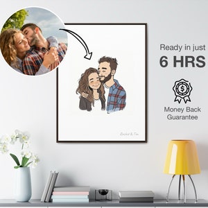 Digital Custom Couple Portrait, Cute Cartoon Anime Caricature, Family, Personalized/Anniversary/Wedding Gift, Mother's Day Gift