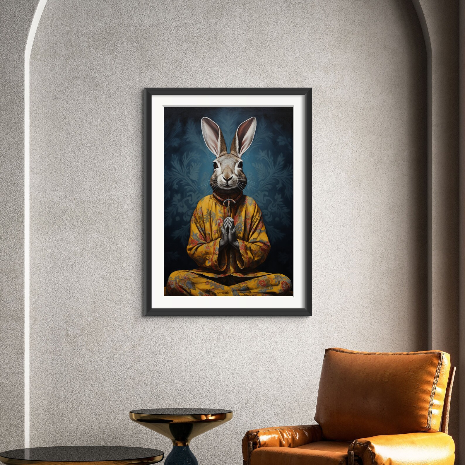 Wise Zen Rabbit Meditating Rabbit Portrait, Serene Bunny Art, Zen Animal Decor ...