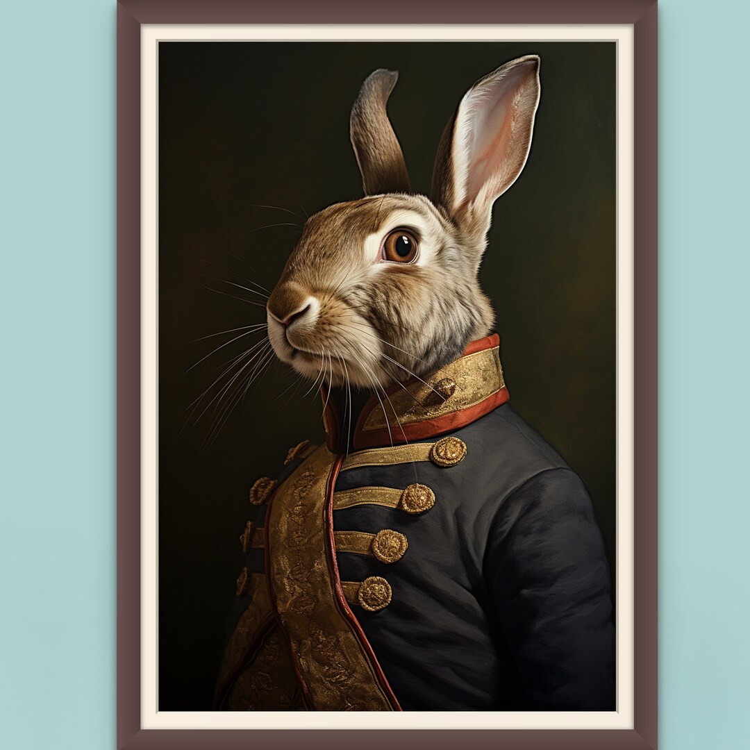 Rabbit Sailor Portrait, Nautical Bunny Art, Printable Ocean Decor ...