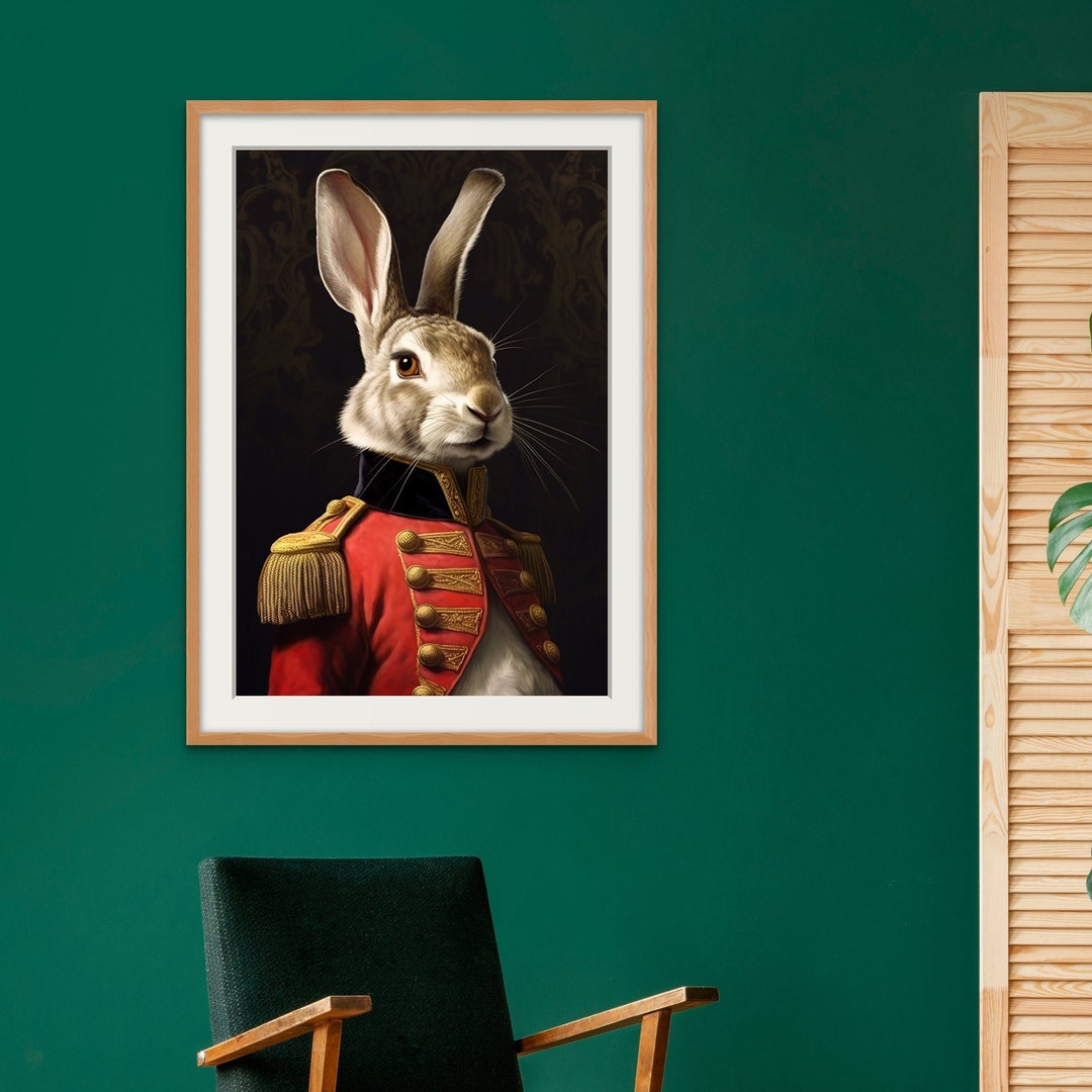 Rabbit Vintage Portrait, Bunny, Renaissance Animal Painting, Altered ...