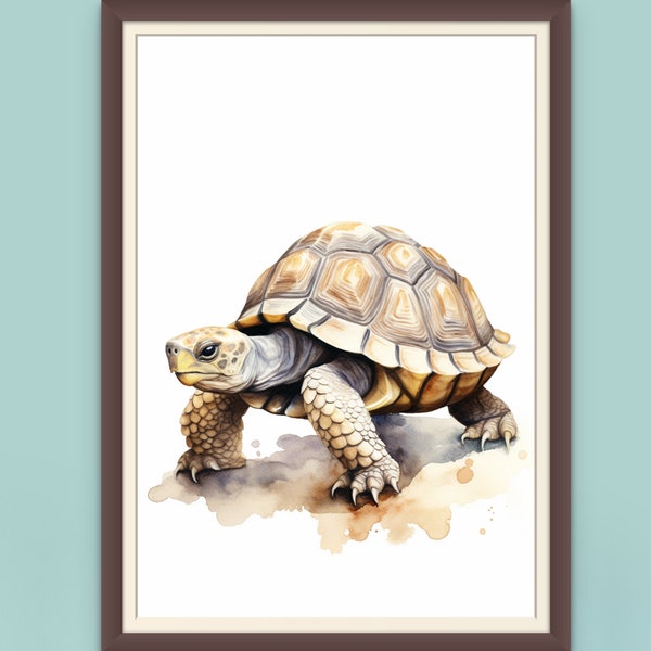 Adorable Tortoise Watercolor Nursery Illustration Portrait, Cute Animal Art, Baby Room Decor, Nursery Wall Art, Children's Room Decoration,