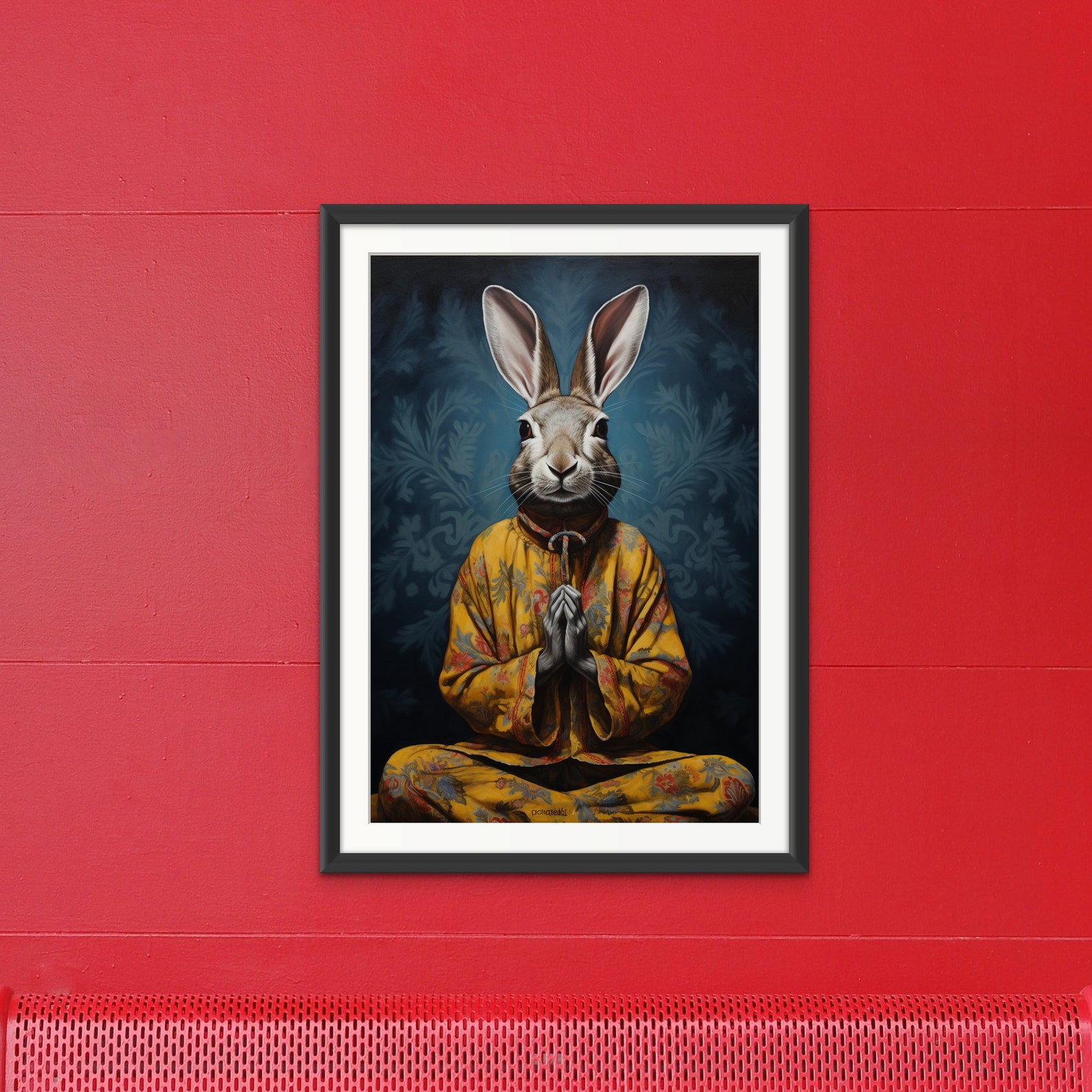 Wise Zen Rabbit Meditating Rabbit Portrait, Serene Bunny Art, Zen Animal Decor ...