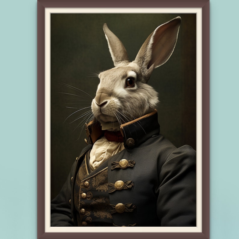 Rabbit Goldsmith Portrait, Charming Bunny Art, Printable Cute Animal ...