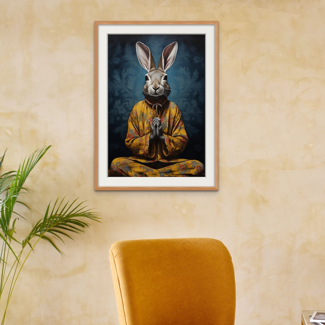 Wise Zen Rabbit Meditating Rabbit Portrait, Serene Bunny Art, Zen Animal Decor ...