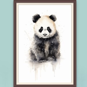 Playful Panda Watercolor Nursery Illustration, Cute Animal Portrait, Baby Room Decor, Adorable Wall Art, Instant Download, Unique Gift for P