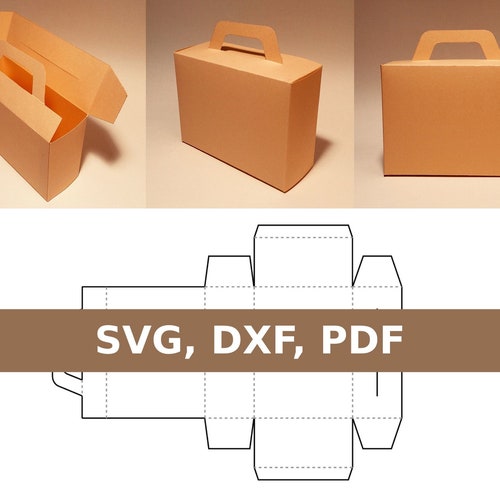 Briefcase Box Box With Handle Template SVG PDF 8.5x11 A4 - Etsy