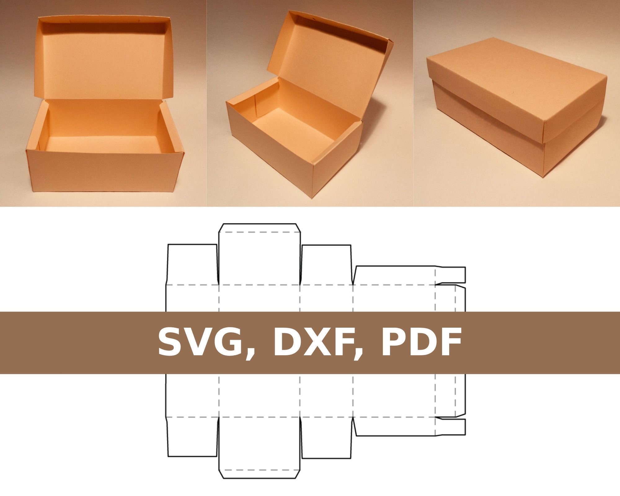 Foldable Box SVG Template for Small Items Printable Cardstock Gift Box 3in  X 2.25in X 2in Open Top Box 