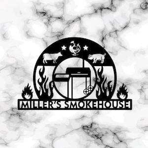 Personalized BBQ Metal Sign: Custom Smokehouse Backyard Decor