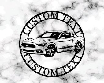 Cartello in metallo personalizzato Ford Mustang: decorazione personalizzata per garage