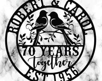 Anpassad metallskylt för 70-årsjubileum, personlig bröllopspresent, platinajubileumsskylt