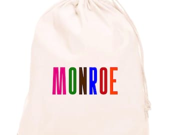 Personalized Name Goodie Bag: Childrens Pouch, Kids Party Favor, Drawstring Bags, Disney Bag