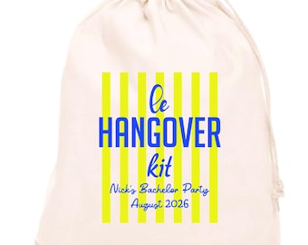 Le Hangover Kit: Wedding Survival Kit Bag, Drawstring Pouches, Recoverykit Bags, 100% Cotton