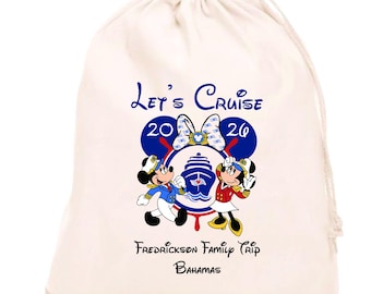 Sacchetti regalo personalizzati per la festa Disney Let's Cruise, borsa per la vacanza in crociera oceanica, kit da crociera di Topolino e Minnie, bomboniera per la squadra a tema crociera nautica