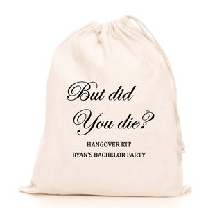 Hangover Kit Bag: Bachelorette Wedding Party Favor, Reusable Cotton Pouch