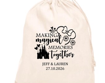 Custom Disney Party Favor Bags: Making Magical Memories Together Bag, Cruise Vacation Drawstring Pouches