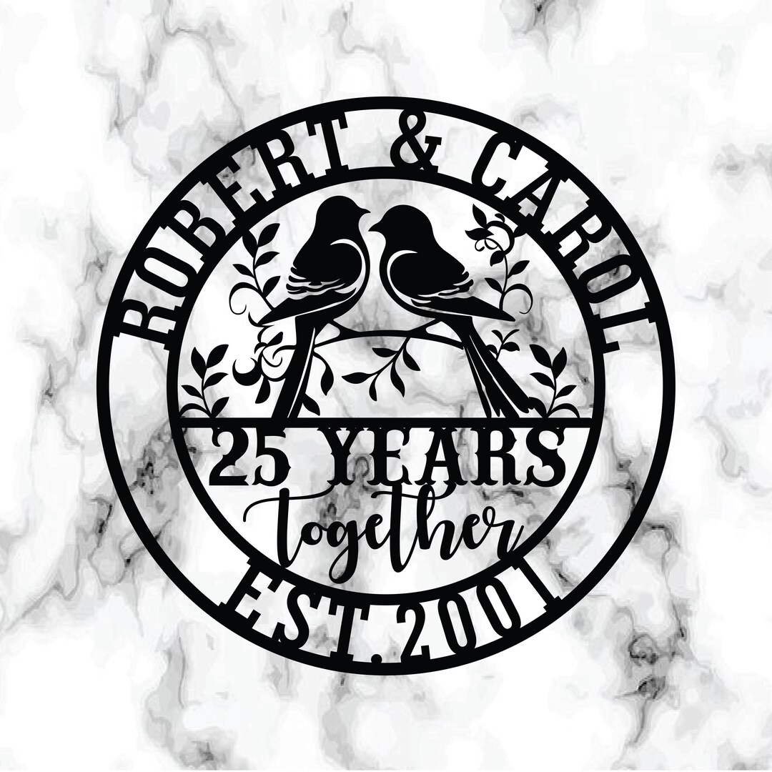Custom 25th Anniversary Metal Sign, Personalized Wedding Gift, Silver ...