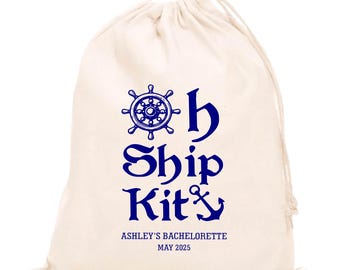 Kit personalizzato Oh Ship: bomboniere per addio al nubilato a tema nautico, kit anti-sbornia Ship Faced, sacchetti con coulisse