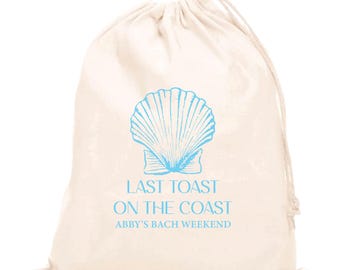 Last Toast on the Coast Hangover Bag: Bachelorette Party Favor, Coastal Survival Kit, Drawstring Bags