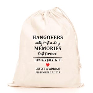 Custom Cotton Hangover Kit Bags: Bachelorette Party Favor, Recovery Bag