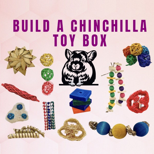 Build Your Own Chinchilla Chew Toy Box Assortment Choose from 20 Options! Chinchilla Toys, Chinchilla Treats, Vine, Loofah, Wood Treats