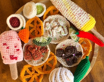 Cuisine de rue mexicaine au crochet / Simulation de nourriture / Elote / Tacos / Paleta / Jalapeño