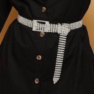 Rhinestone Bridal Belt: Silver Plated Crystal Sparkle Belt (105cm)