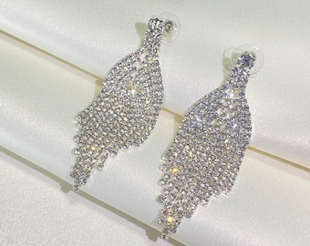 Rhinestone Tassel Earrings: Crystal Bridal Dangle Earrings