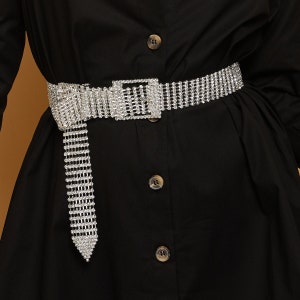 8 Rows - Wide Crystal Belt - Silver Diamond - Stone Belt - Bridesmaid - Party Prom Wedding - Crystal Pearl - Shiny Rhinestone Belt - Gift