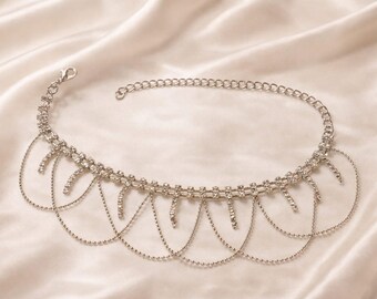 Crystal Dangle Anklet, Rhinestone Beach Chain Jewelry, Festival Bangle Summer