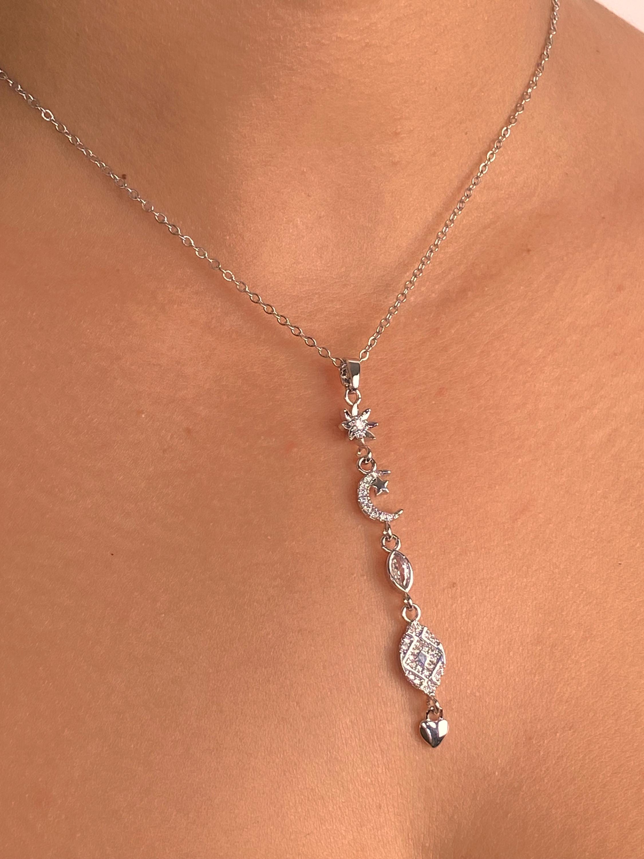 空をテーマにしたラリアットYネックレス シルバーメッキ ステンレス