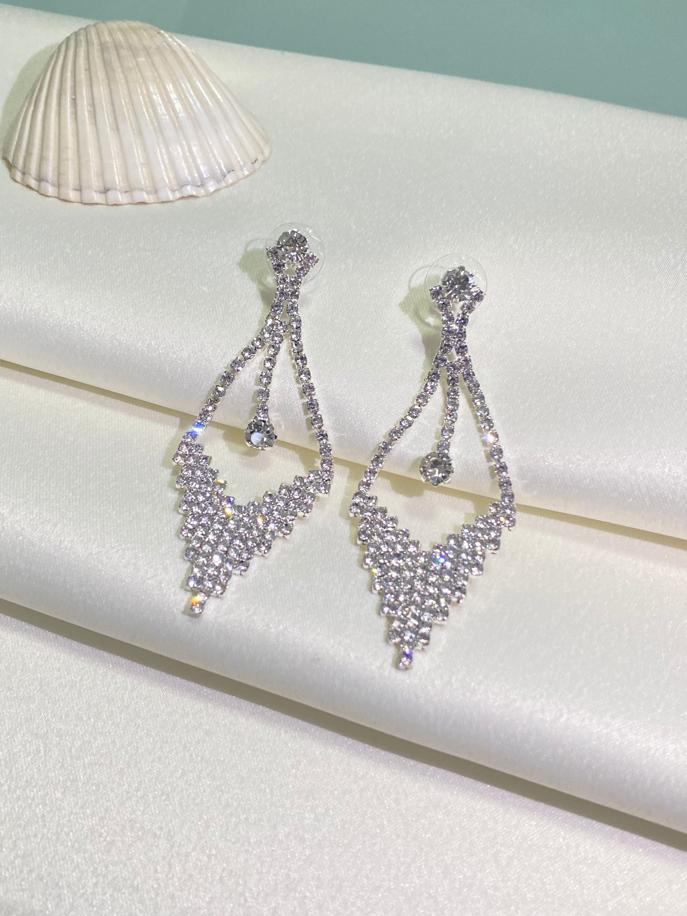 Rhinestone Tassel Earrings: Crystal Bridal Statement Dangle Earrings