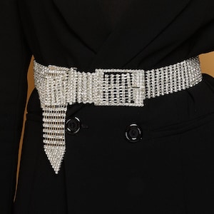 Silver Plated Crystal Rhinestone Belt: Bridal Fashion Accessory