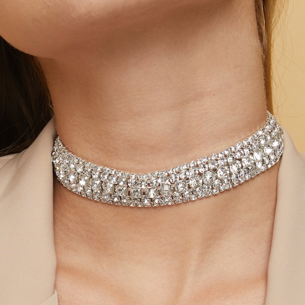 Gold Rhinestone Belt Tie Choker