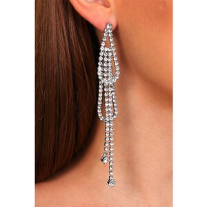 2 Layer Tear Tips Rhinestone Model - Crystal Earrings - Stone Earrings - Dangle Earrings - Silver Earrings - Teardrop Dainty Earrings - Gift