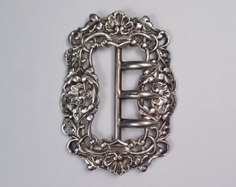 Antique Victorian Saunders & Shepherd (CS*FS) Hallmarked Chester 1894 Solid Silver Sash Scarf Nurse's Belt Buckle