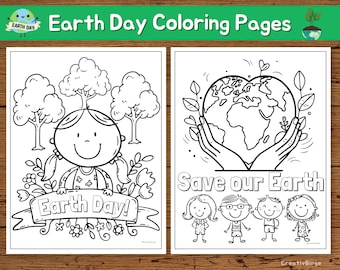 Pagine da colorare per la Giornata della Terra, Attività da colorare "Adoro la Terra" per bambini, Attività divertente per la Giornata della Terra, Giornata della Terra, Salva l'oceano, Stampabile per la scuola domestica