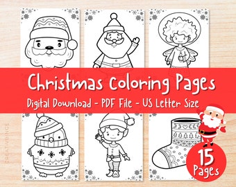 Disegni da colorare di Natale, Attività per le vacanze, Disegni da colorare invernali, Disegni da colorare di Natale, Disegni da colorare di Natale stampabili, 15 pagine