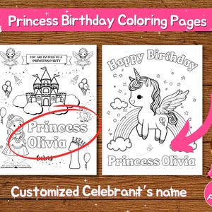 Princess Birthday Party Princess Themed Coloring Pages Princess Personalized Birthday Coloring Pages Magical Birthday Princess Coloring