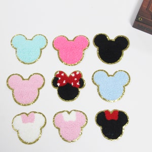 Remendo chenille mickey mouse-remendo de ferro mickey/remendo autoadesivo para jaqueta/camisetas/capsapplique, faça você mesmo