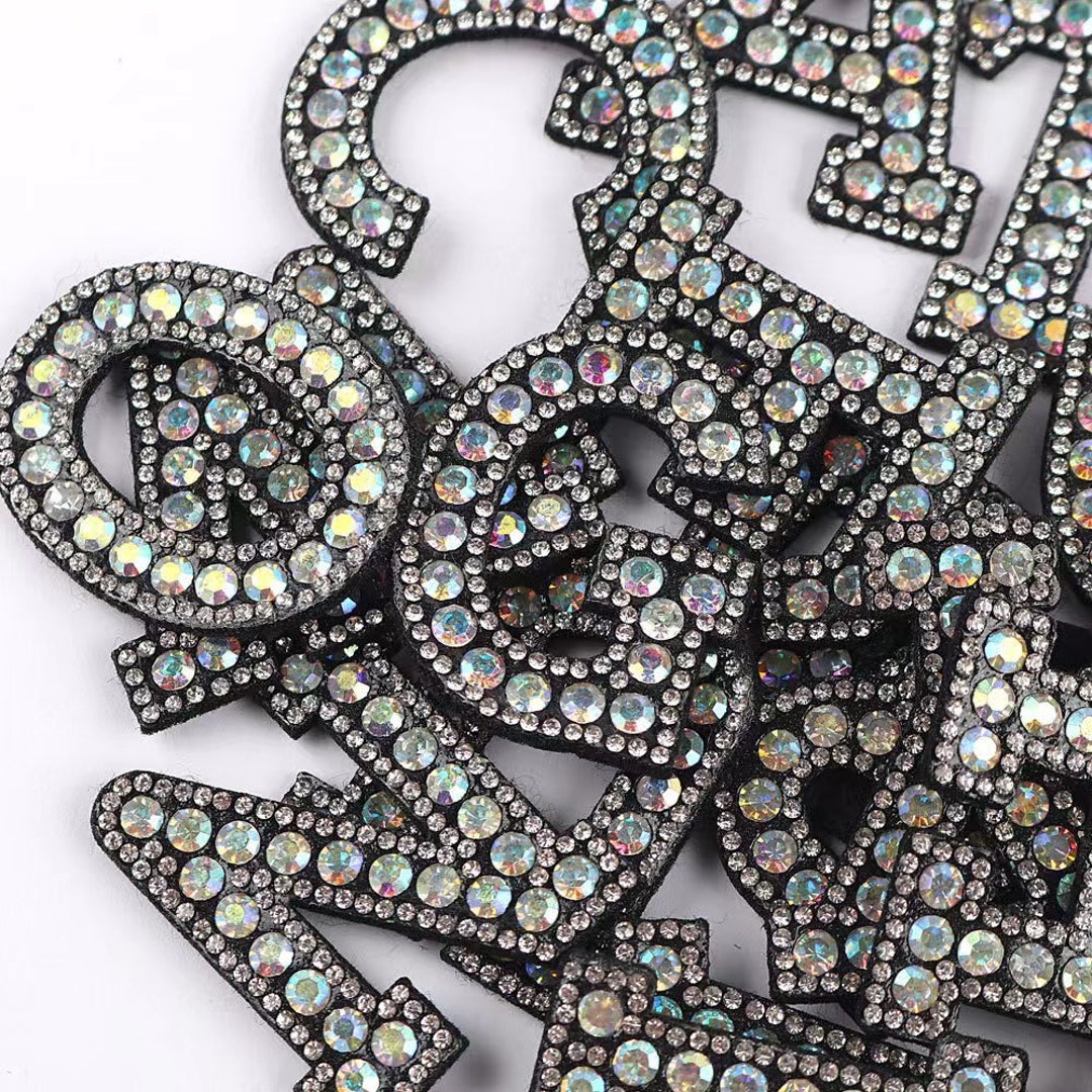 Rhinestone Iron on Letters /clear AB / Rhinestone Patches for Clothing