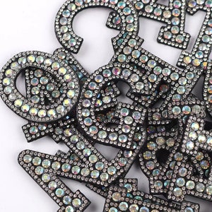 Rhinestone Iron On Letters /Clear AB / Rhinestone patches for clothing DIY iron on alphabet