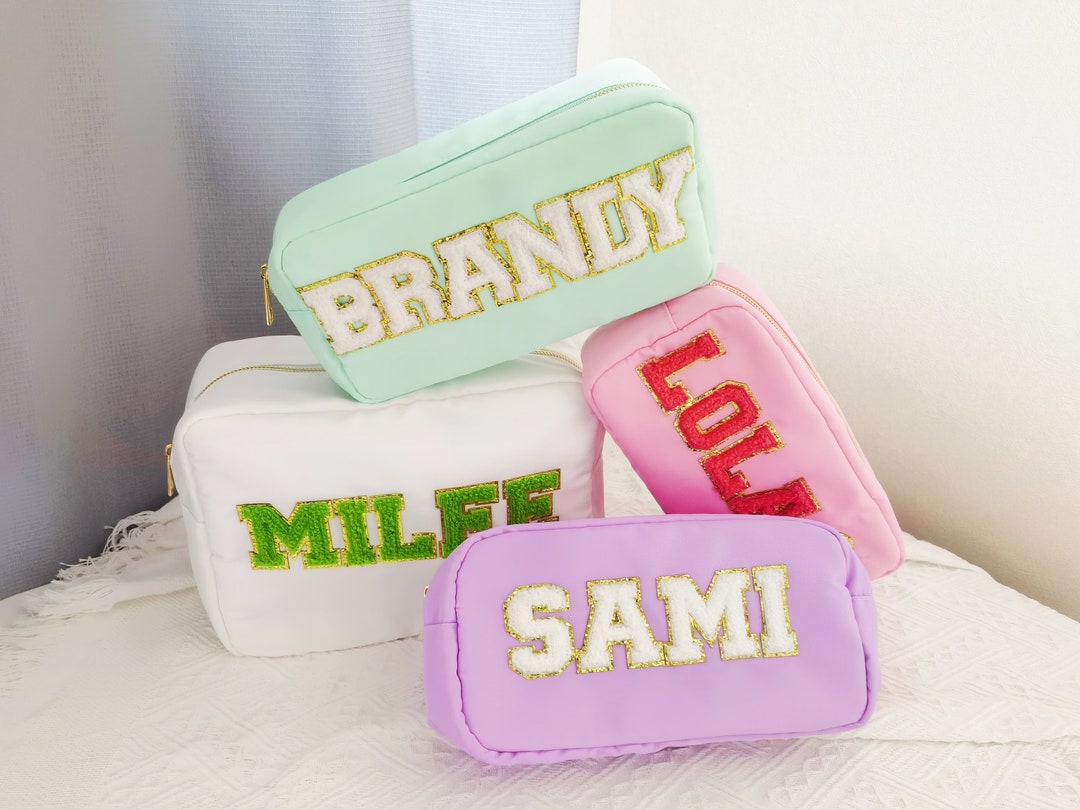 WHOLESALE Makeup Bag Chenille Patch Custom Makeup Bag nylon Pouch Bag