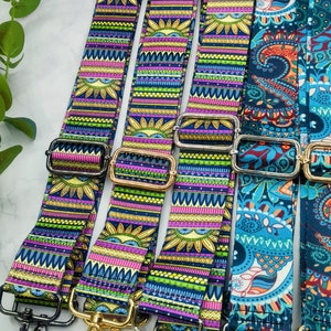 Bag Straps Purse Bag Straps Taschengurt Hardware, Wide Shoulder Straps, Camera Bag Straps, Fabric Bag Straps strapBohemian image 6