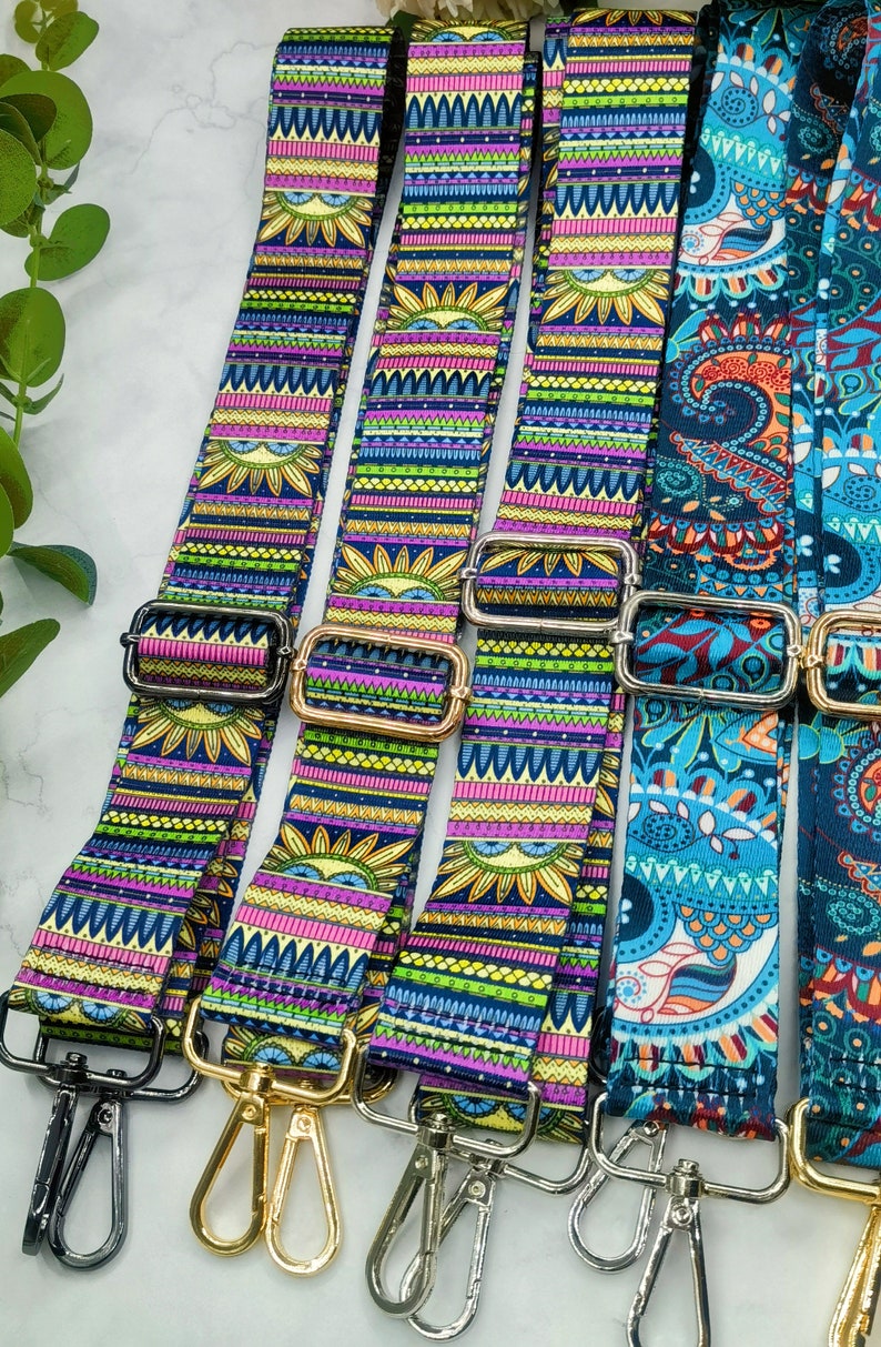 Bag Straps Purse Bag Straps Taschengurt Hardware, Wide Shoulder Straps, Camera Bag Straps, Fabric Bag Straps strapBohemian image 6