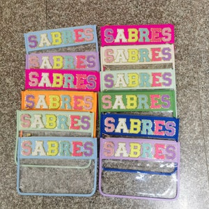Custom Nylon Clear Bag, Chenille Patch Bag, Teach Bag, Snack Bag, Beach Bag, Clear Storage Bag, Snack Patch Bags