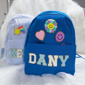 Sac à dos personnalisé pour fille d'âge préscolaire avec écusson à lettres chenille en chenille, sac de danse pour la maternelle, meilleur cadeau cousu dessus