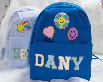 Personalized Back to shool Backpack for Preschool Girl with Cute chenille Letter patch kindergarten Dance bag Best Gift  Sewn on
