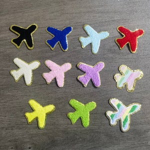 Chenille Patches -iron on patches - chenille airplane - chenille heart