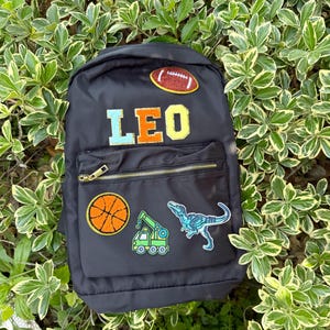 Sac à dos personnalisé en nylon avec lettres chenille cousues dessus Sac à dos personnalisé avec lettres patch filles Rentrée scolaire