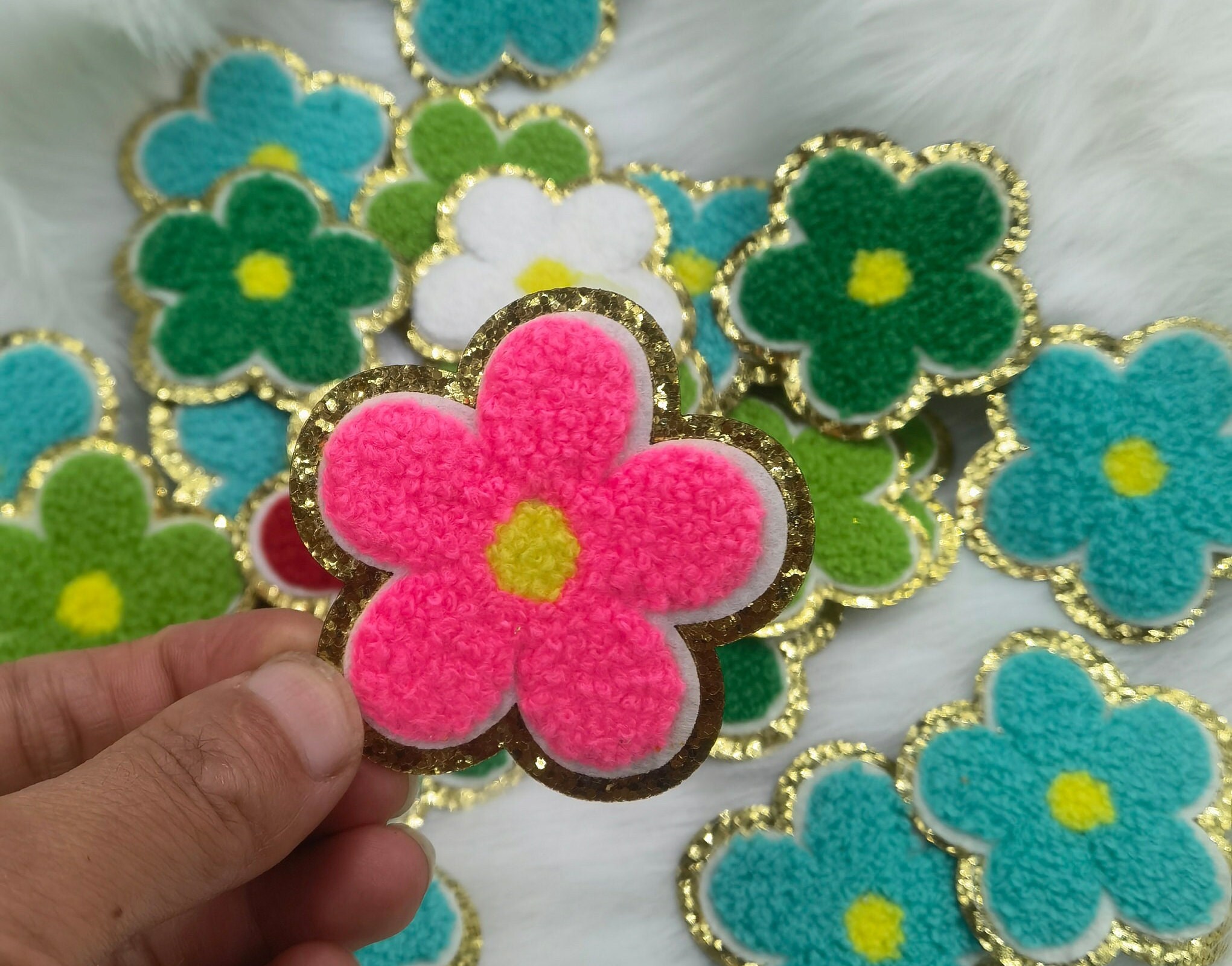 DIY big handmade sequins flower patches for clothing sew on